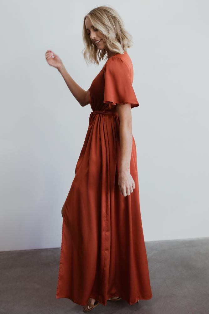 Sicily Satin Maxi Dress | Baltic Born Rust
