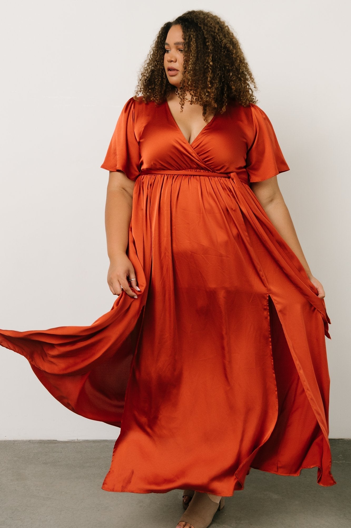 Sicily Satin Maxi Dress | Baltic Born Rust