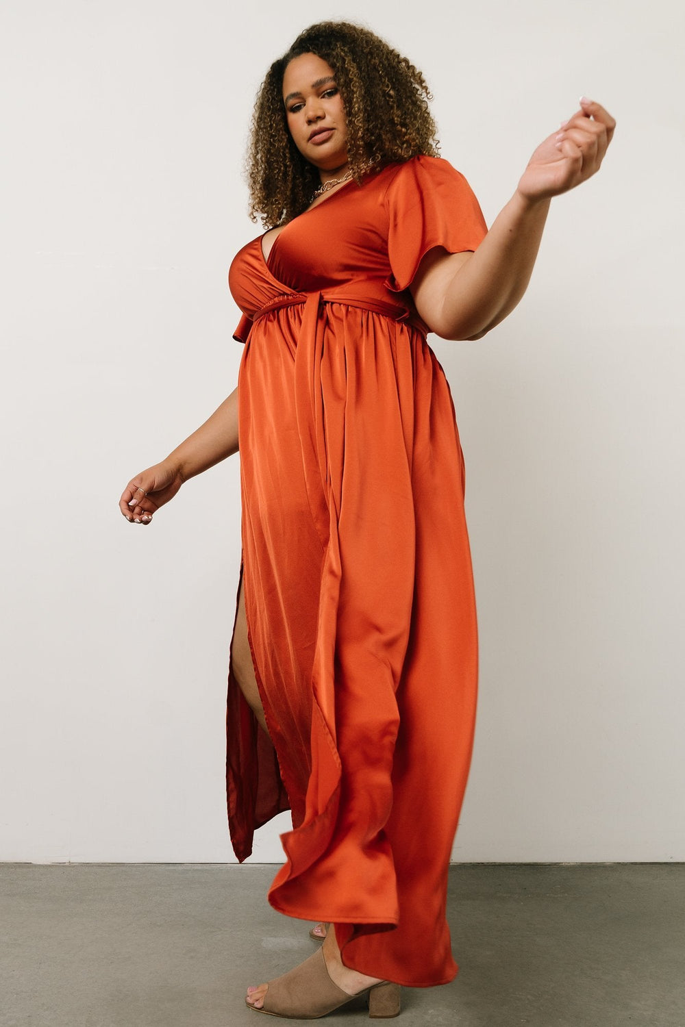 Sicily Satin Maxi Dress | Baltic Born Rust