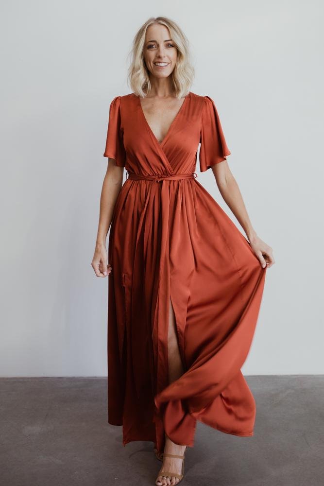 Sicily Satin Maxi Dress | Baltic Born Rust
