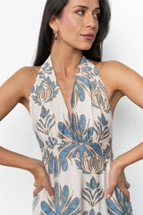 Estrella Halter Maxi Dress | Baltic Born Navy + Tan