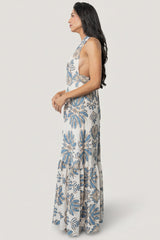 Estrella Halter Maxi Dress | Baltic Born Navy + Tan