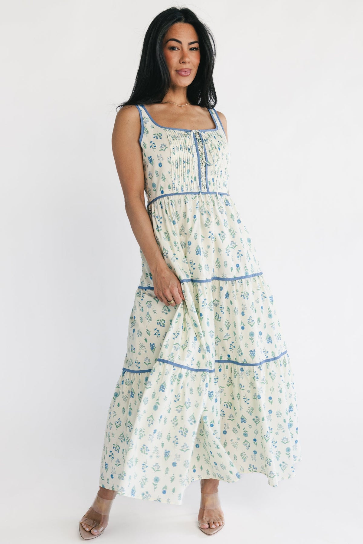 Elowen Tank Maxi Dress | Baltic Born Cream + Blue Floral