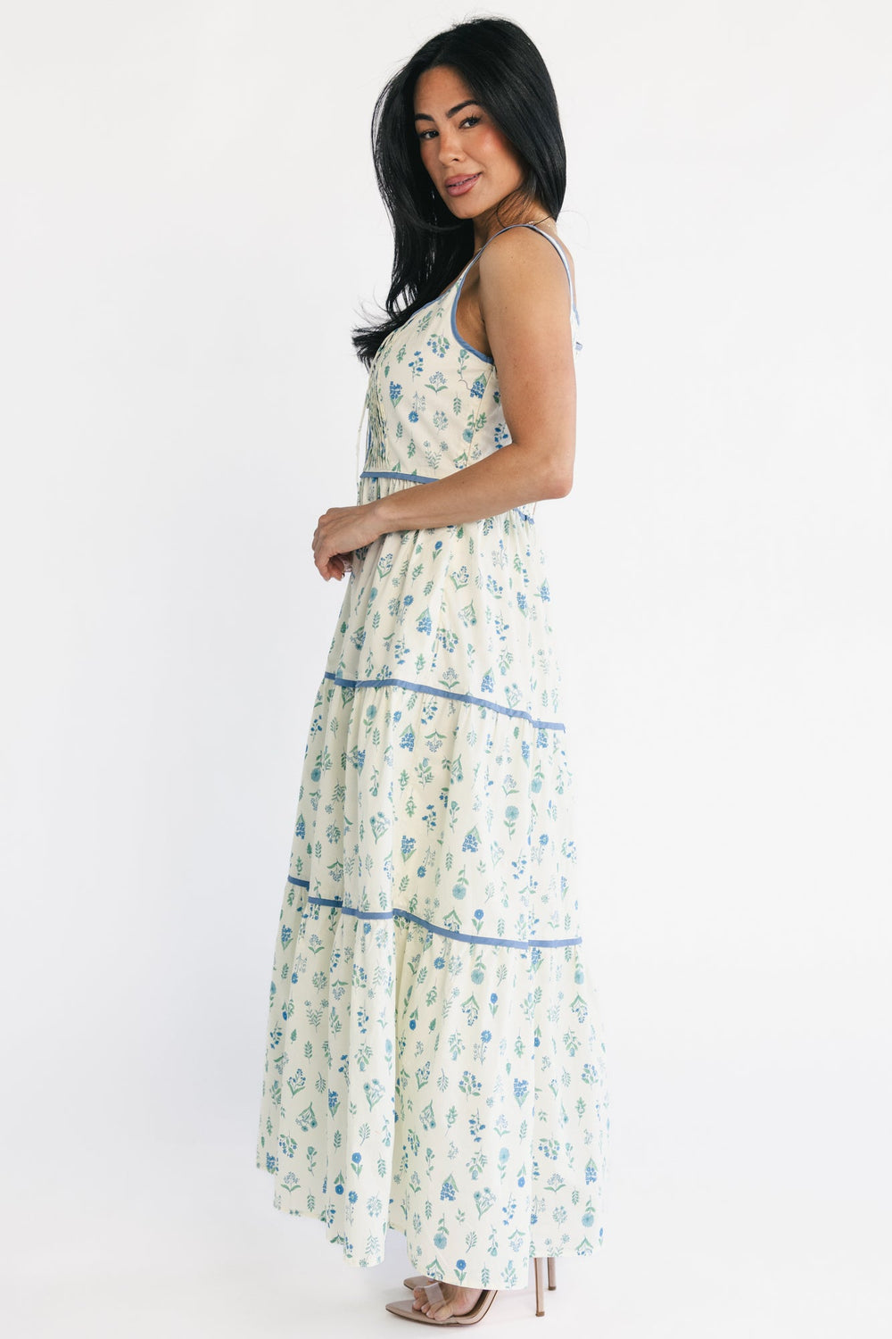 Elowen Tank Maxi Dress | Baltic Born Cream + Blue Floral