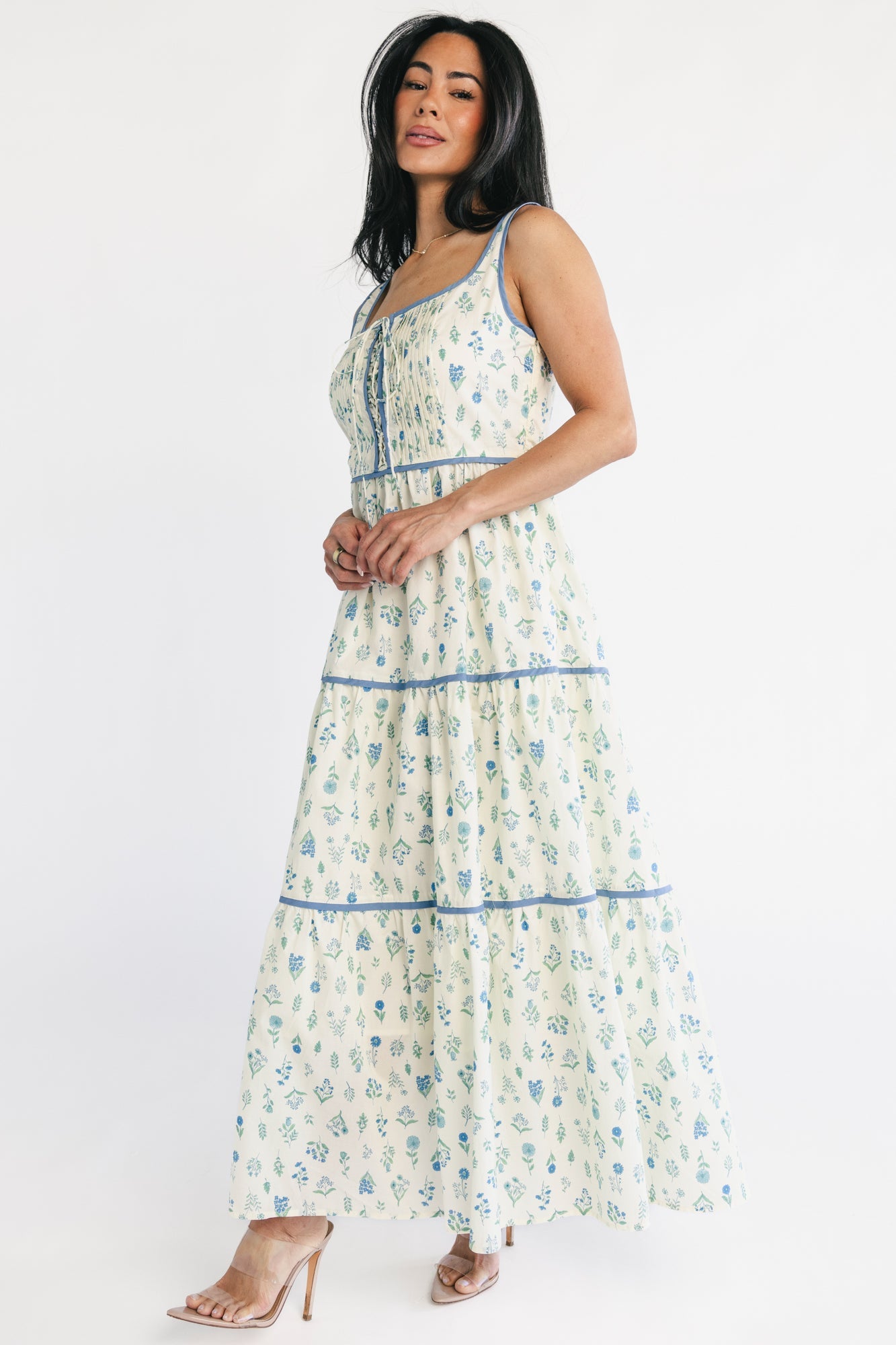 Elowen Tank Maxi Dress | Baltic Born Cream + Blue Floral