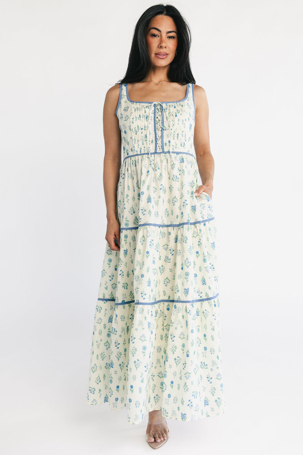 Elowen Tank Maxi Dress | Baltic Born Cream + Blue Floral