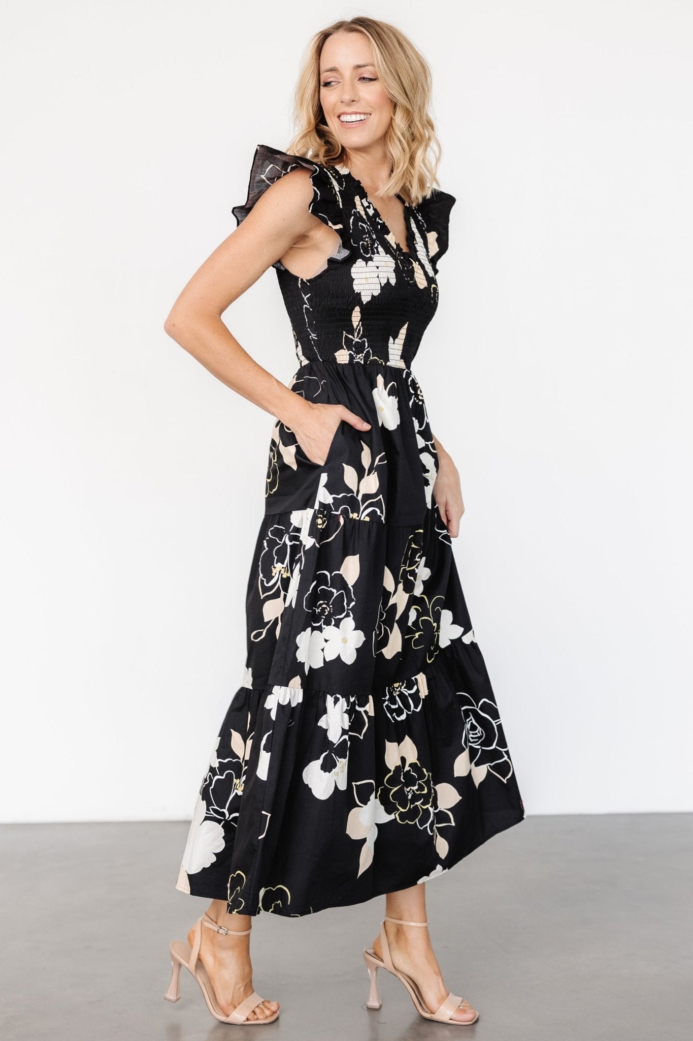 Ranchero Smocked Maxi Dress | Baltic Born Black Print