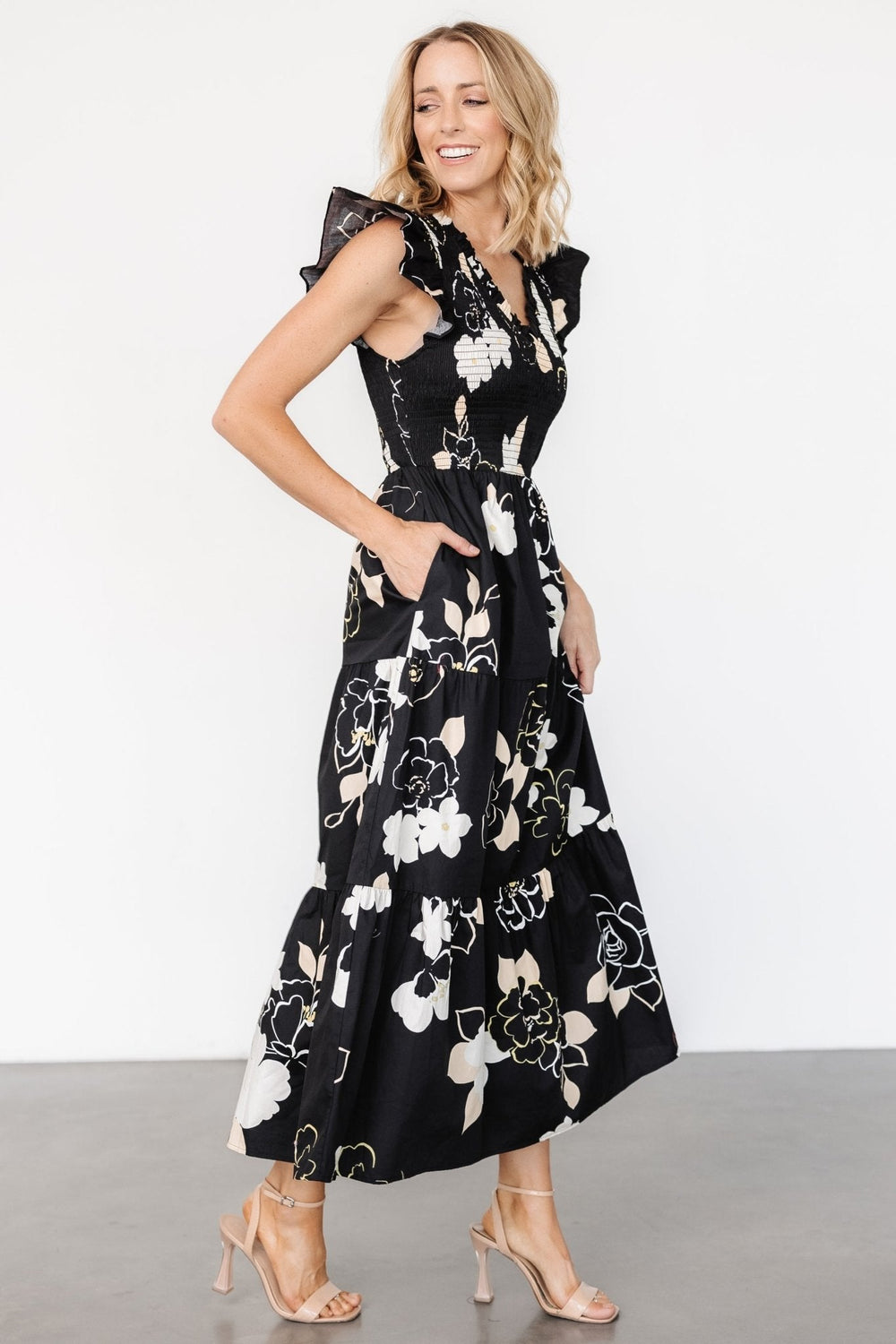 Ranchero Smocked Maxi Dress | Baltic Born Black Print