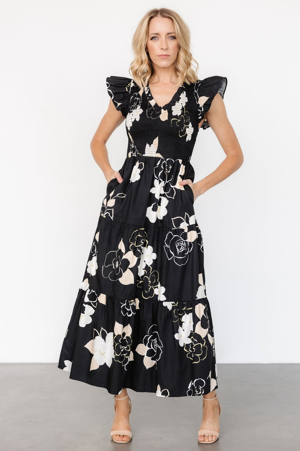 Ranchero Smocked Maxi Dress | Baltic Born Black Print