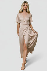 Vara Satin Maxi Wrap Dress | Baltic Born Champagne