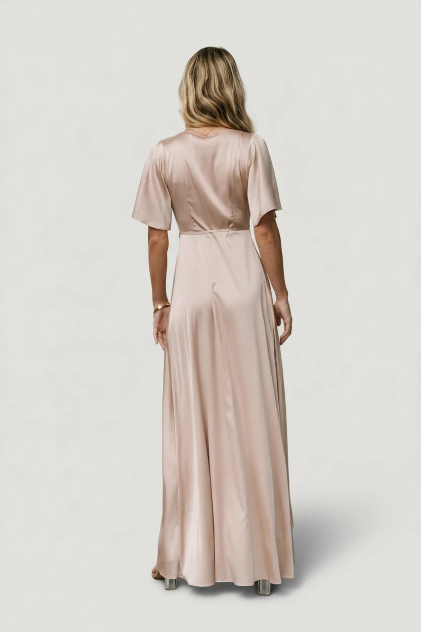 Vara Satin Maxi Wrap Dress | Baltic Born Champagne
