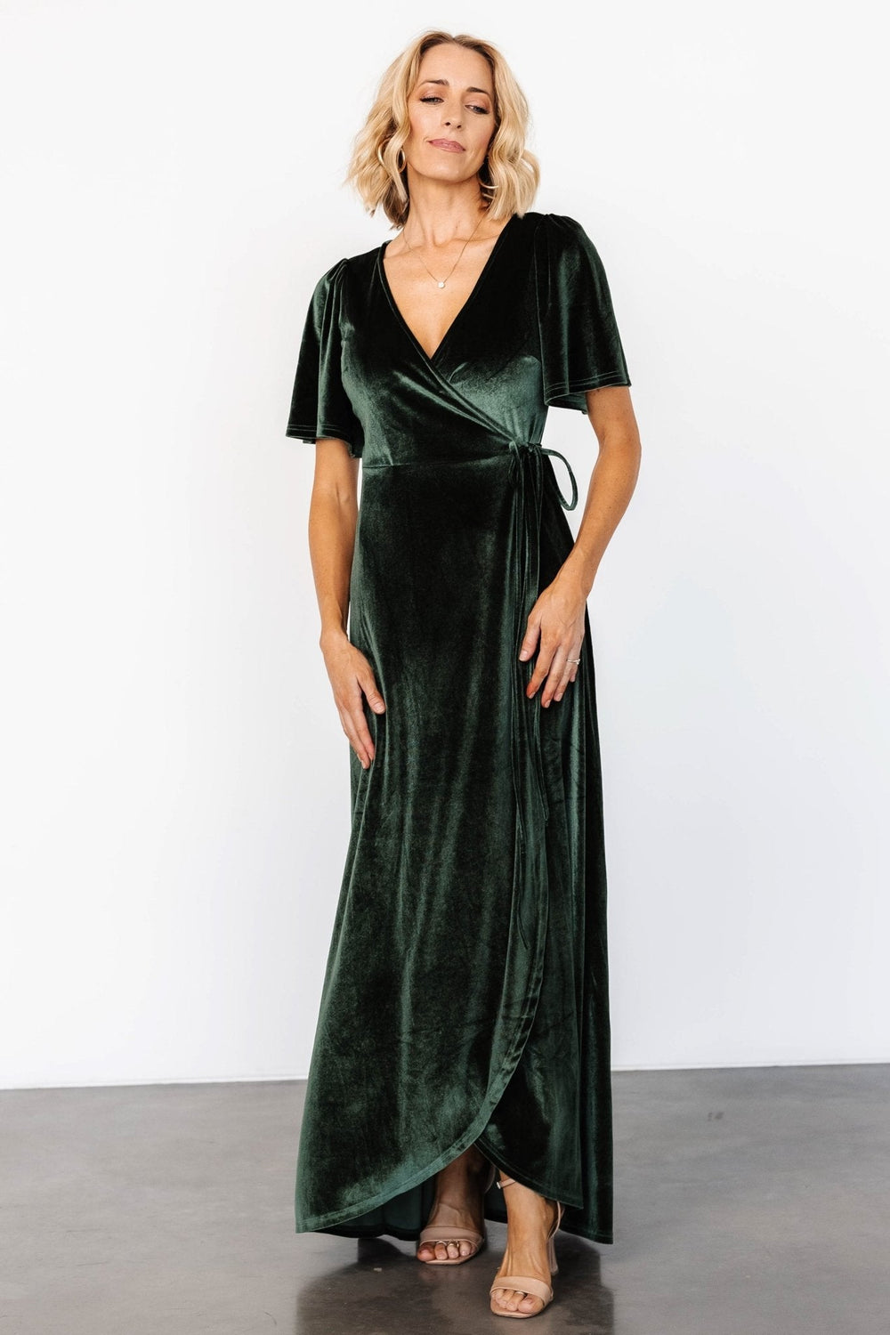 Katelyn Velvet Maxi Wrap Dress | Baltic Born Deep Green
