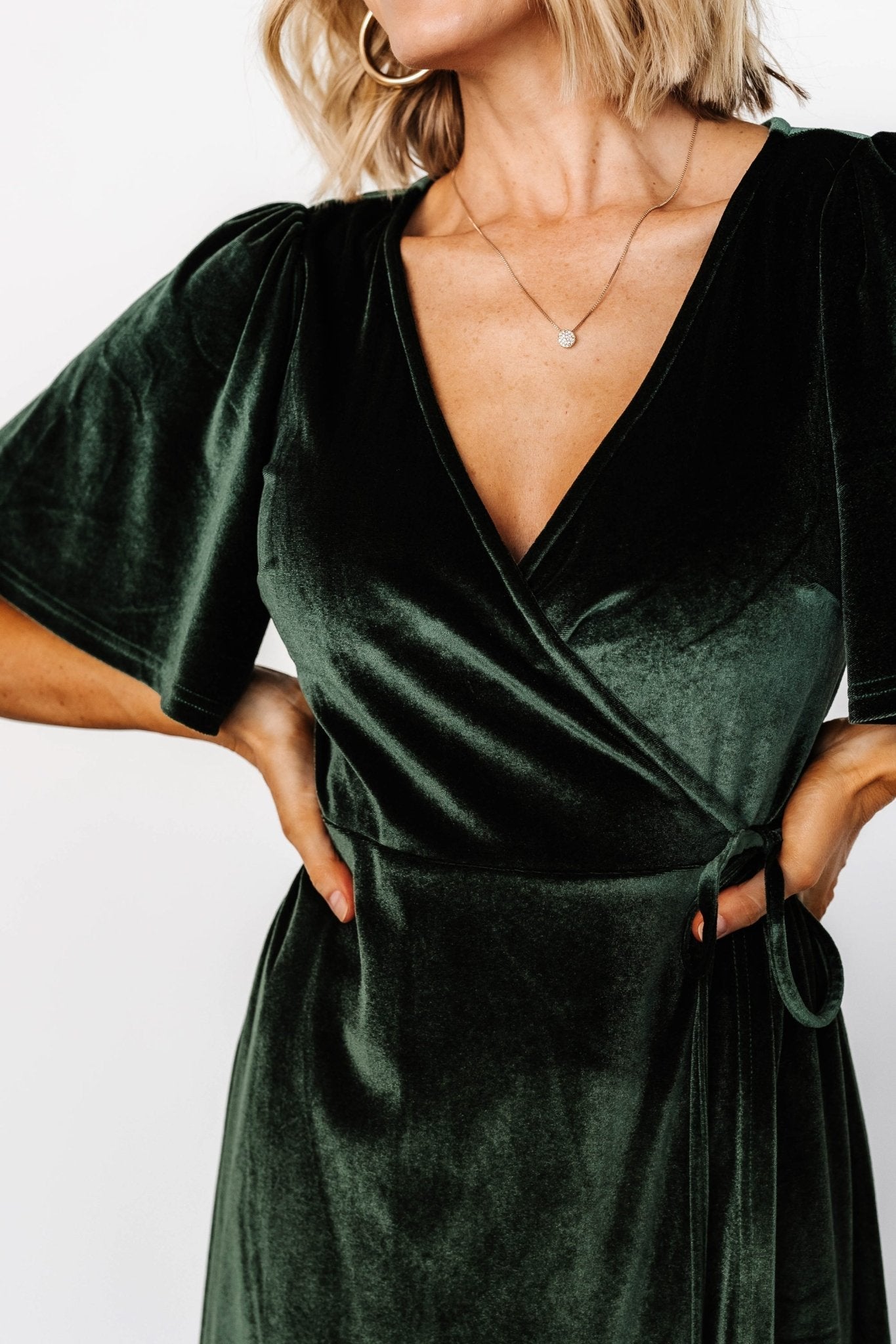 Katelyn Velvet Maxi Wrap Dress | Baltic Born Deep Green