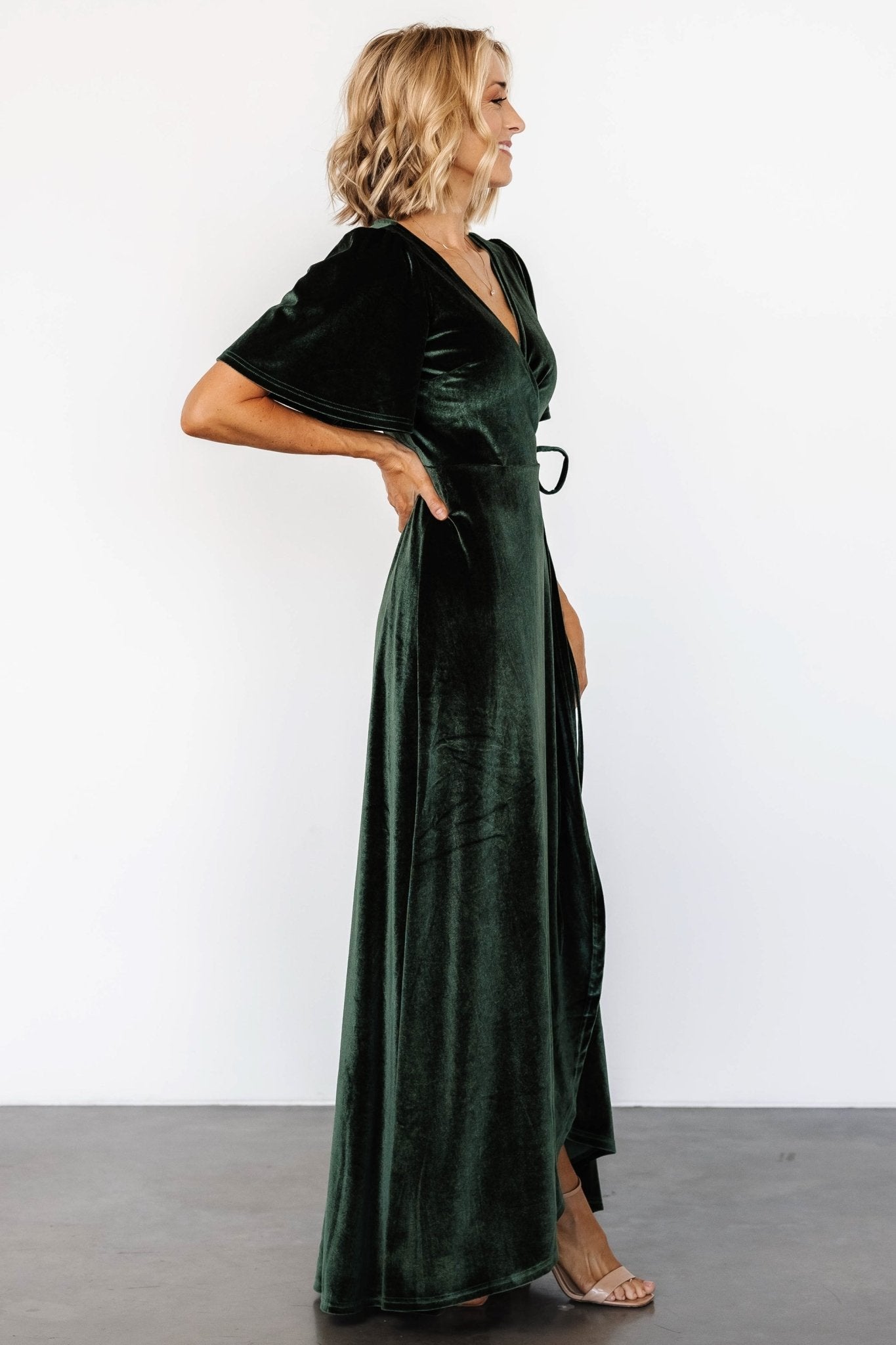 Katelyn Velvet Maxi Wrap Dress | Baltic Born Deep Green