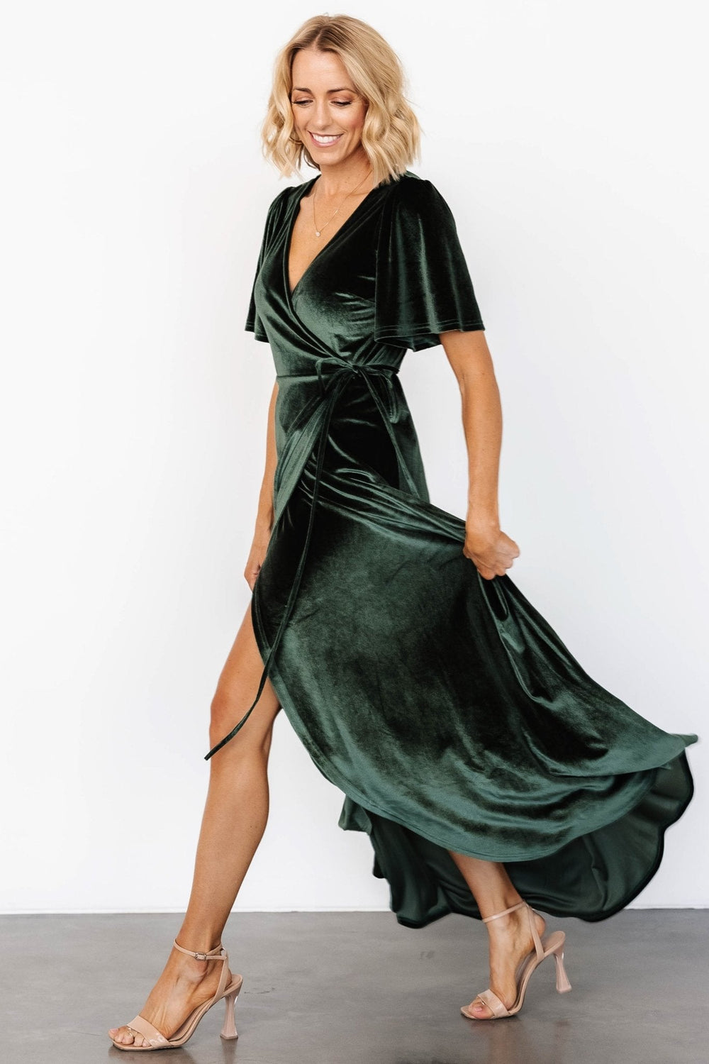 Katelyn Velvet Maxi Wrap Dress | Baltic Born Deep Green
