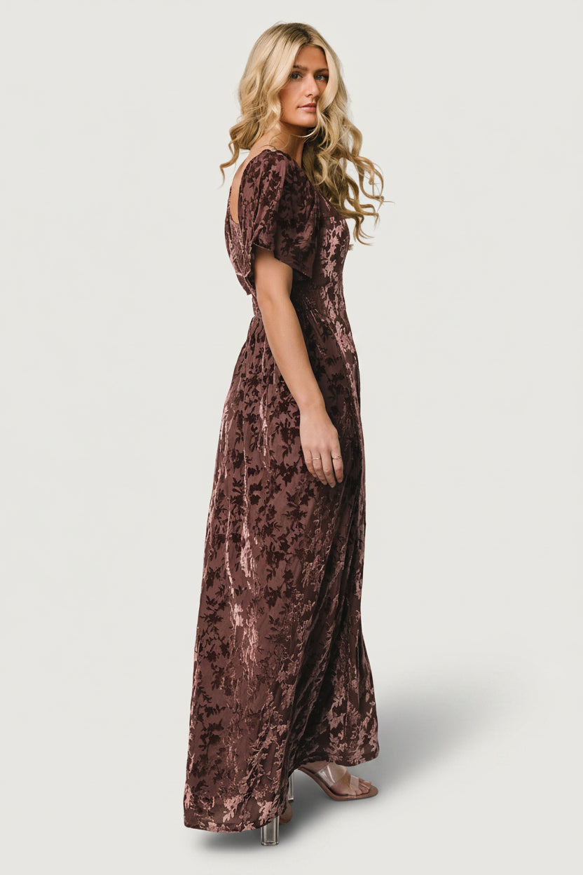 Everley Velvet Maxi Dress | Baltic Born Espresso
