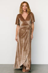 Katelyn Velvet Maxi Wrap Dress | Baltic Born Taupe