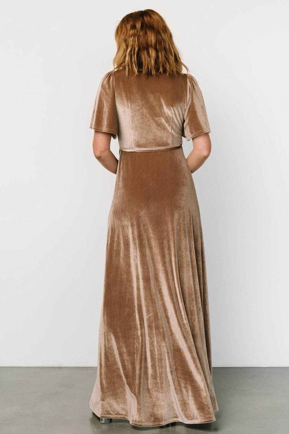 Katelyn Velvet Maxi Wrap Dress | Baltic Born Taupe