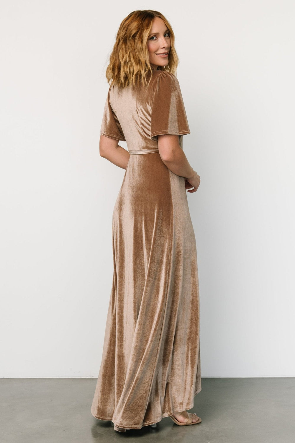 Katelyn Velvet Maxi Wrap Dress | Baltic Born Taupe