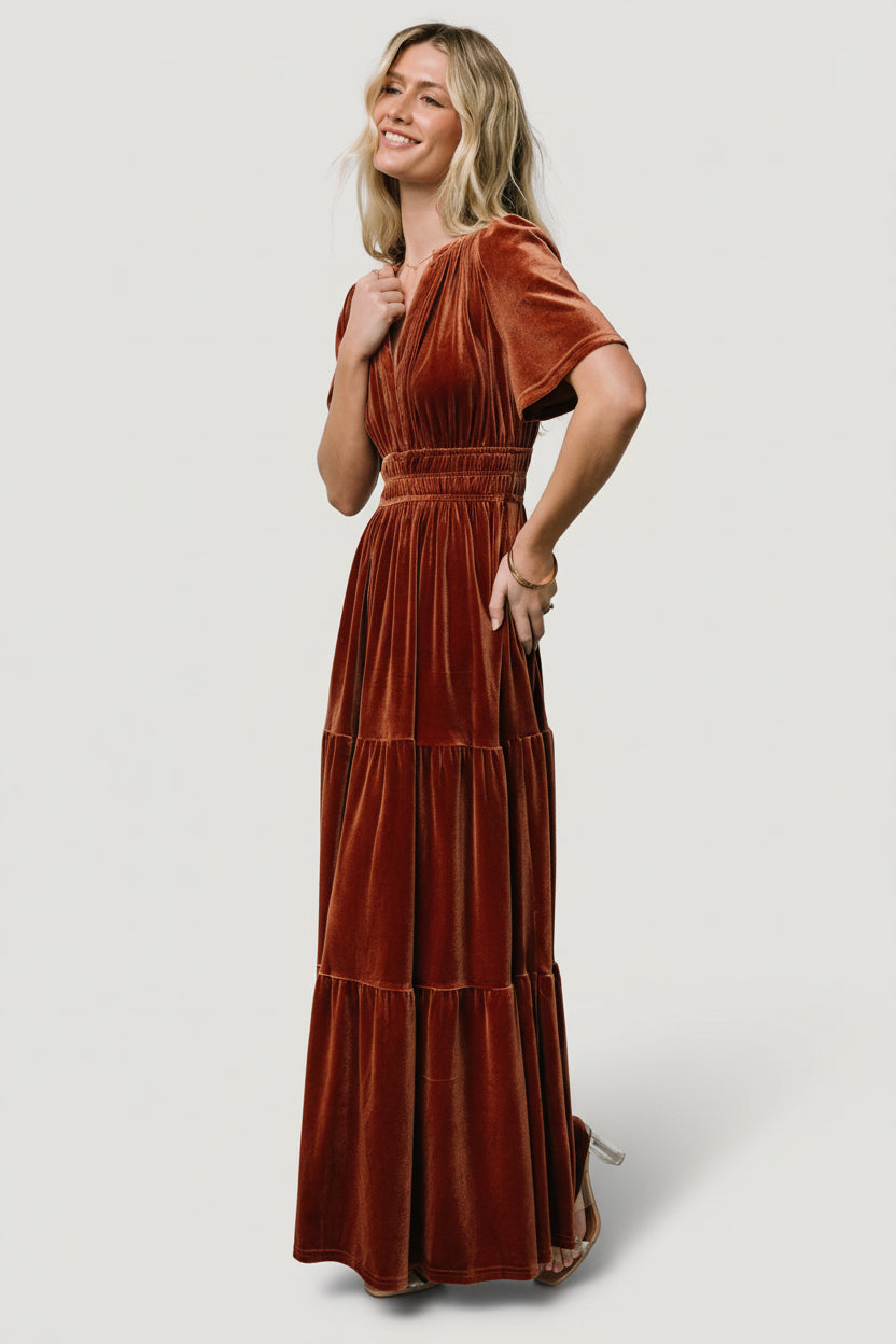 Artemis Velvet Maxi Dress | Baltic Born Dark Spice