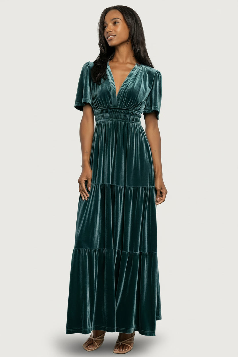 Artemis Velvet Maxi Dress | Baltic Born Deep Lagoon