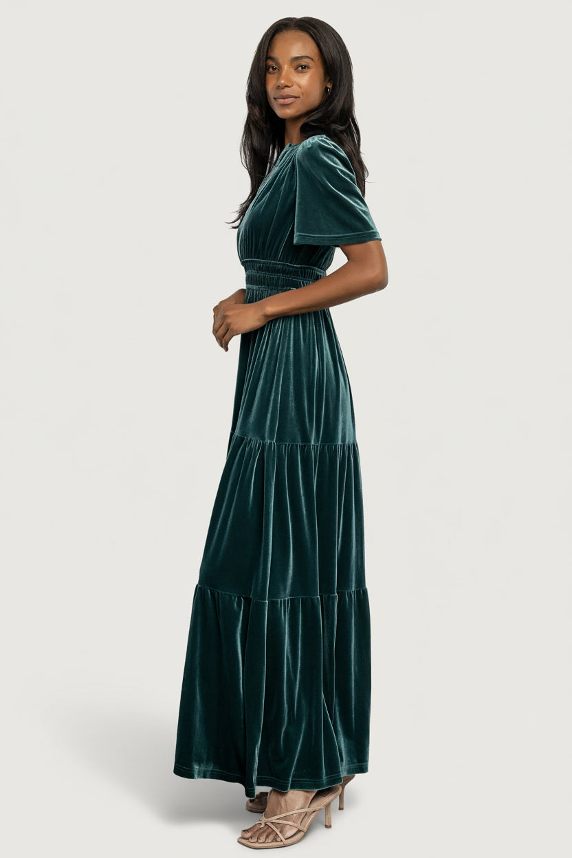Artemis Velvet Maxi Dress | Baltic Born Deep Lagoon