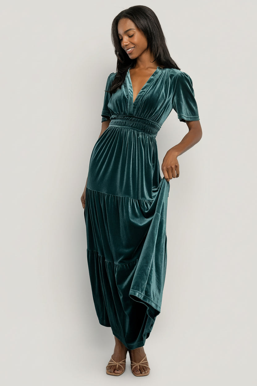 Artemis Velvet Maxi Dress | Baltic Born Deep Lagoon