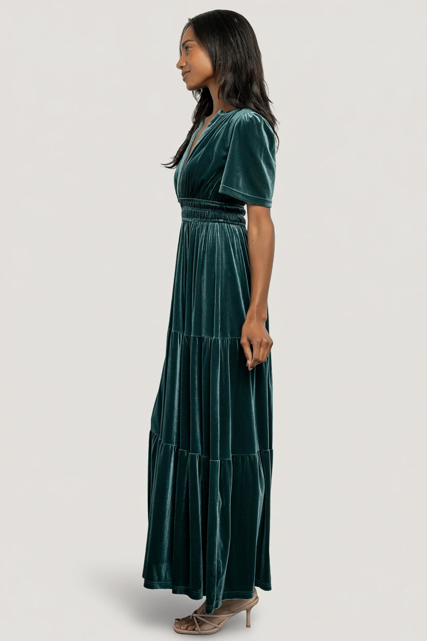 Artemis Velvet Maxi Dress | Baltic Born Deep Lagoon
