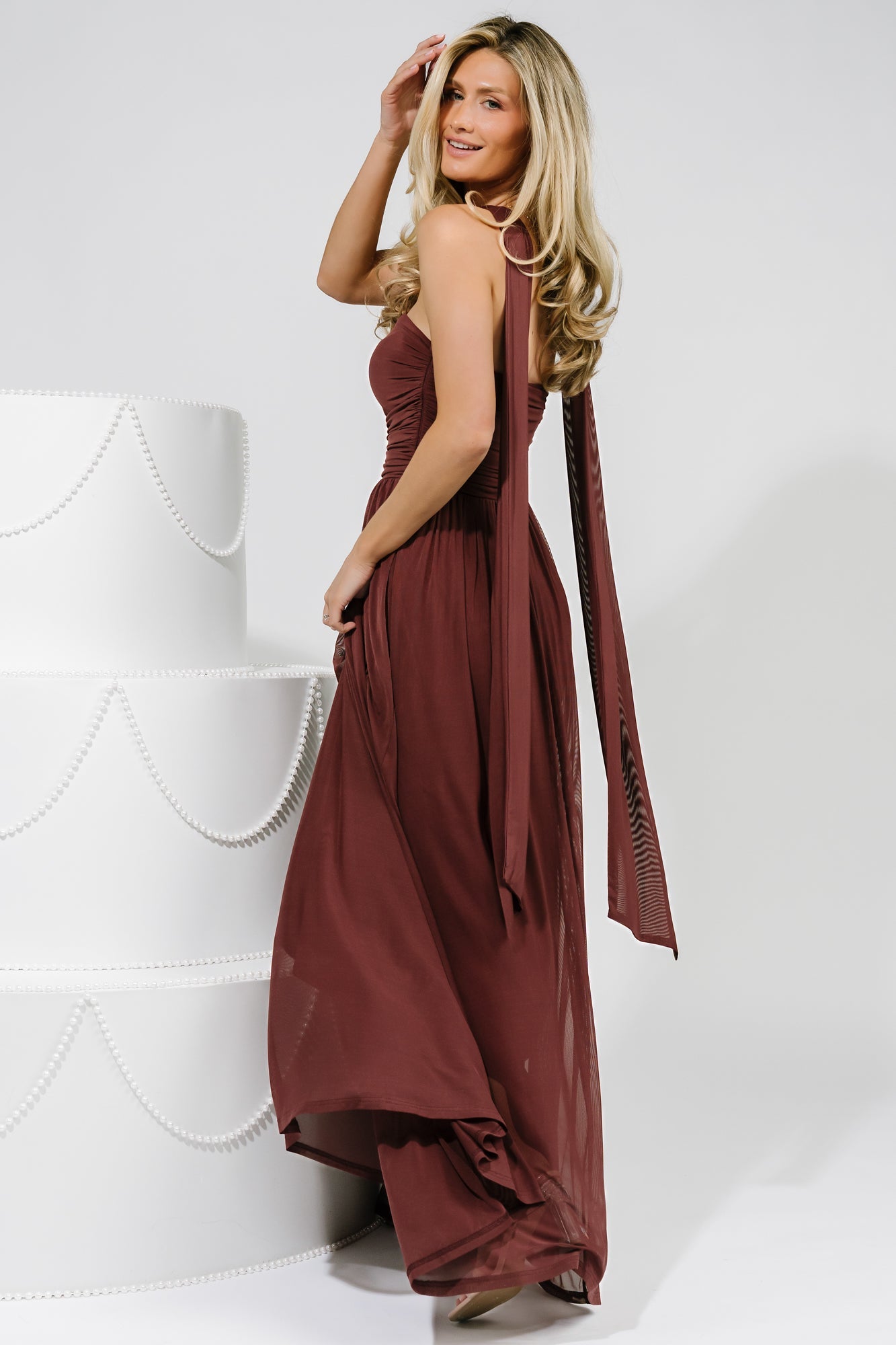 Elias Strapless Maxi Dress | Baltic Born Mahogany