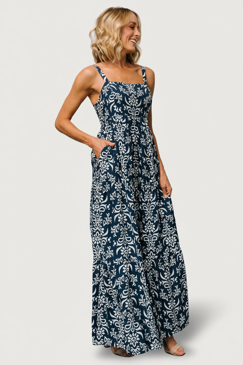 Oceanside Maxi Dress | Baltic Born Navy Print