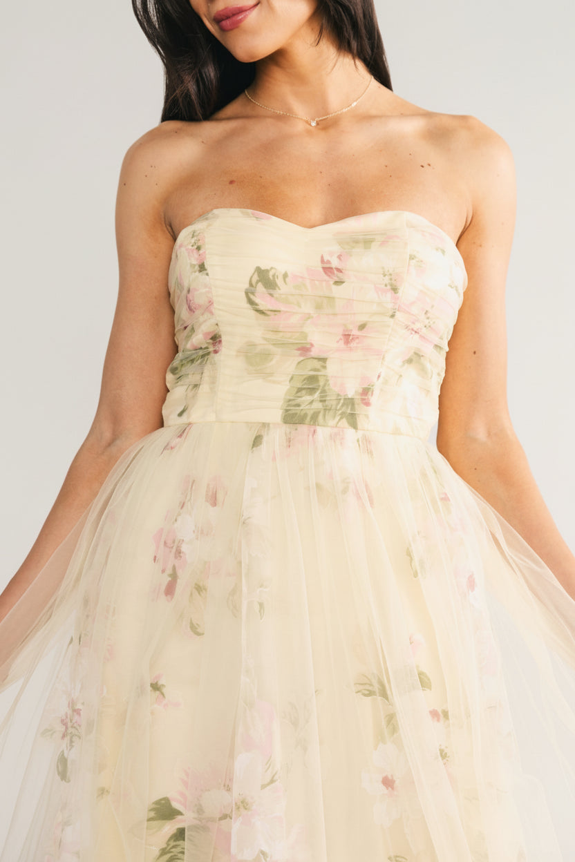 Carlotta Tulle Gown | Baltic Born Light Yellow Floral