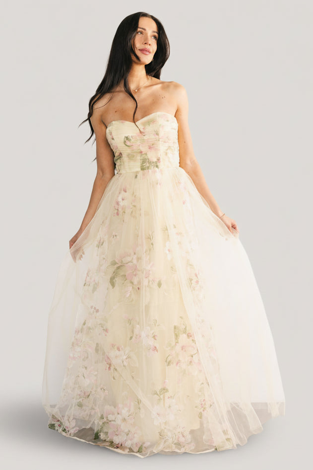 Carlotta Tulle Gown | Baltic Born Light Yellow Floral
