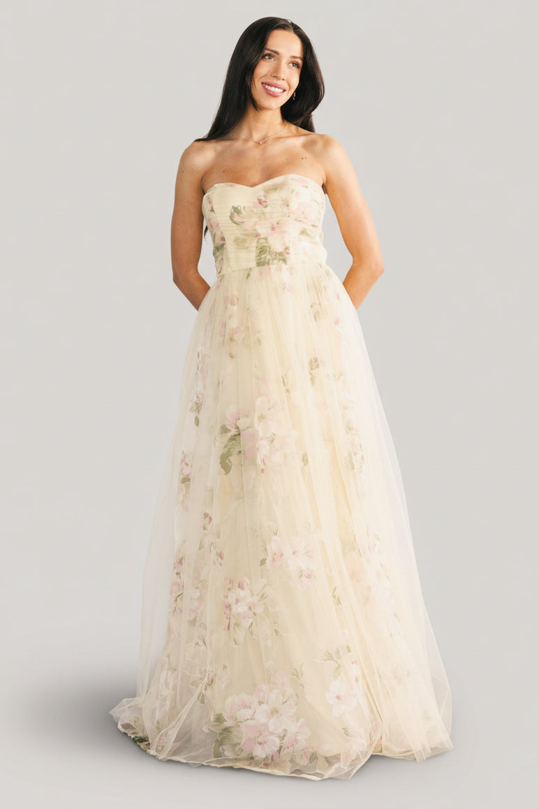 Carlotta Tulle Gown | Baltic Born Light Yellow Floral