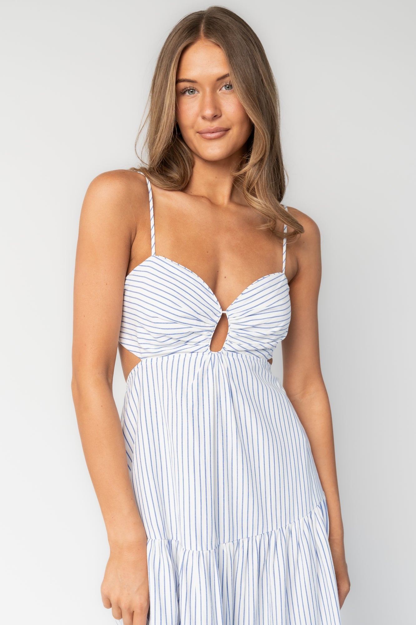 Ramos Tiered Maxi Dress | Baltic Born White + Blue Stripe