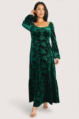 Audra Velvet Embossed Maxi Dress | Baltic Born Emerald