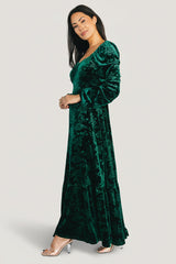 Audra Velvet Embossed Maxi Dress | Baltic Born Emerald