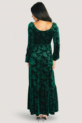 Audra Velvet Embossed Maxi Dress | Baltic Born Emerald