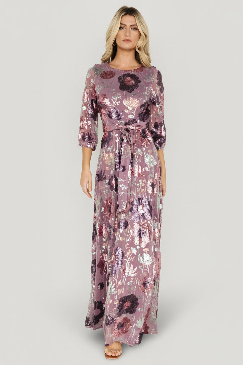 Destiny Sequin Maxi Dress | Baltic Born Lilac Floral