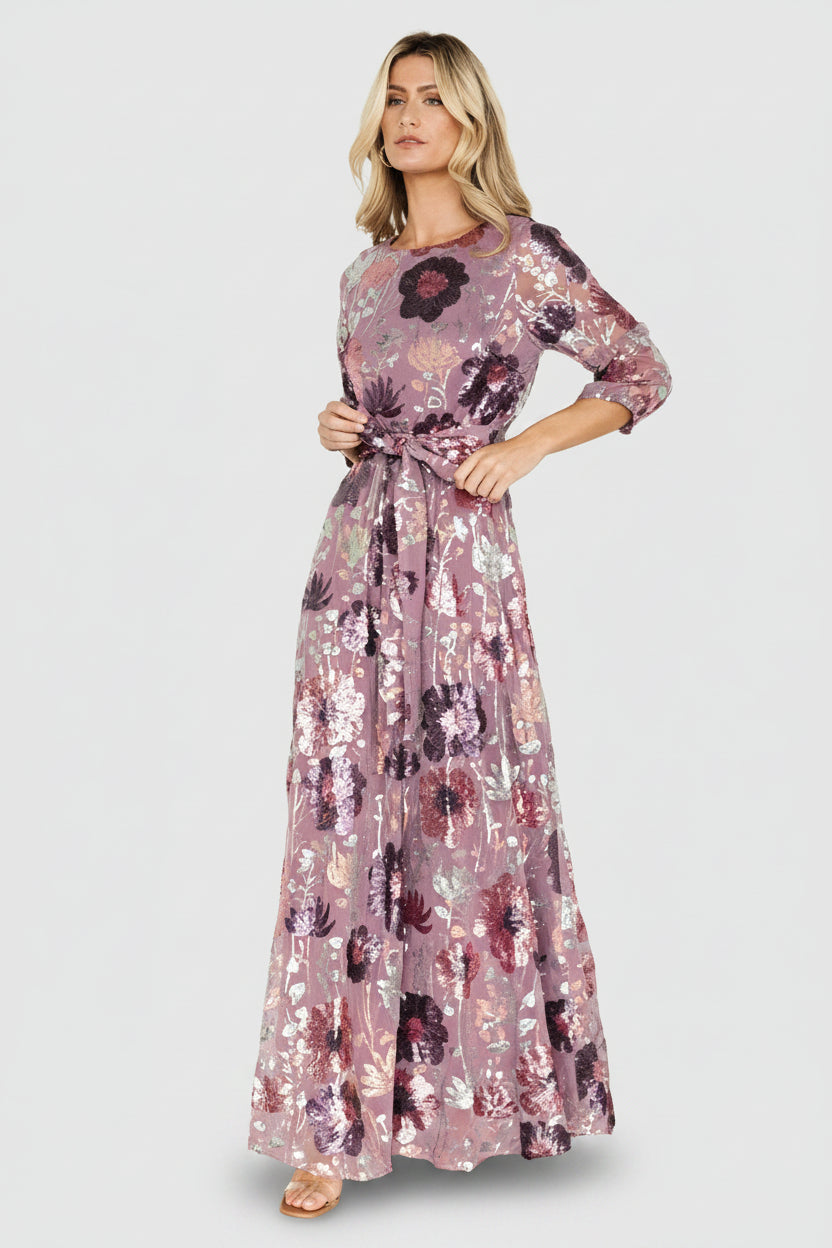 Destiny Sequin Maxi Dress | Baltic Born Lilac Floral