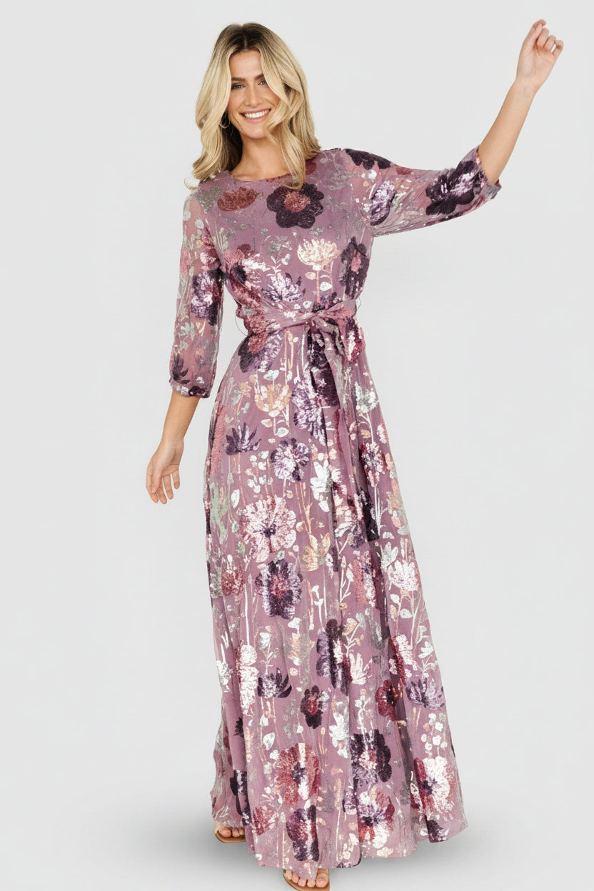 Destiny Sequin Maxi Dress | Baltic Born Lilac Floral