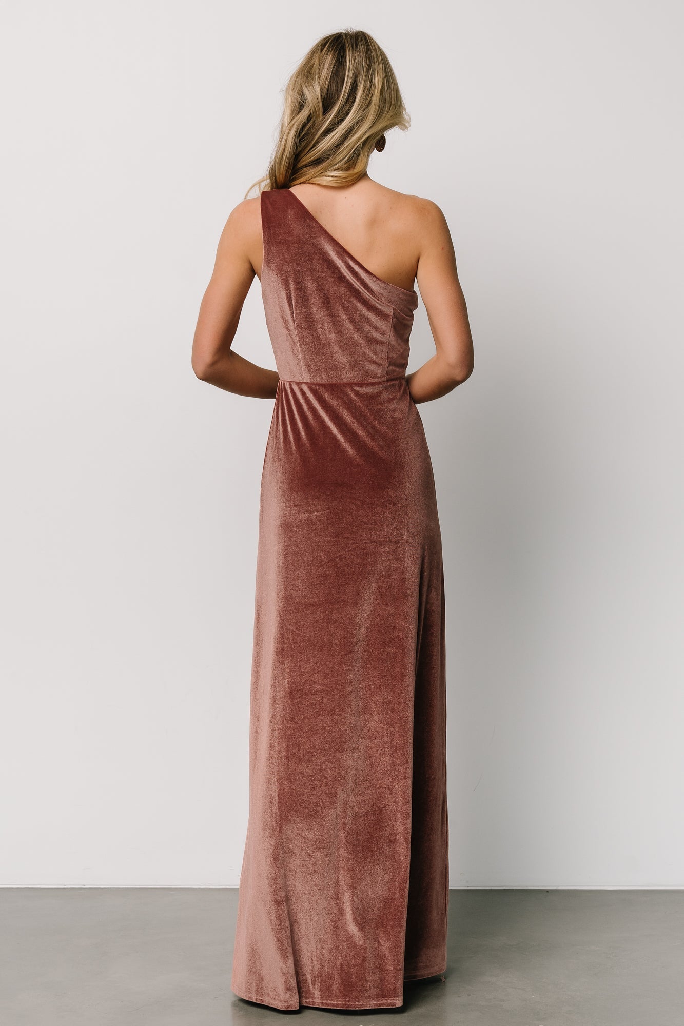 Tatiana Velvet One Shoulder Maxi Dress | Baltic Born Rose