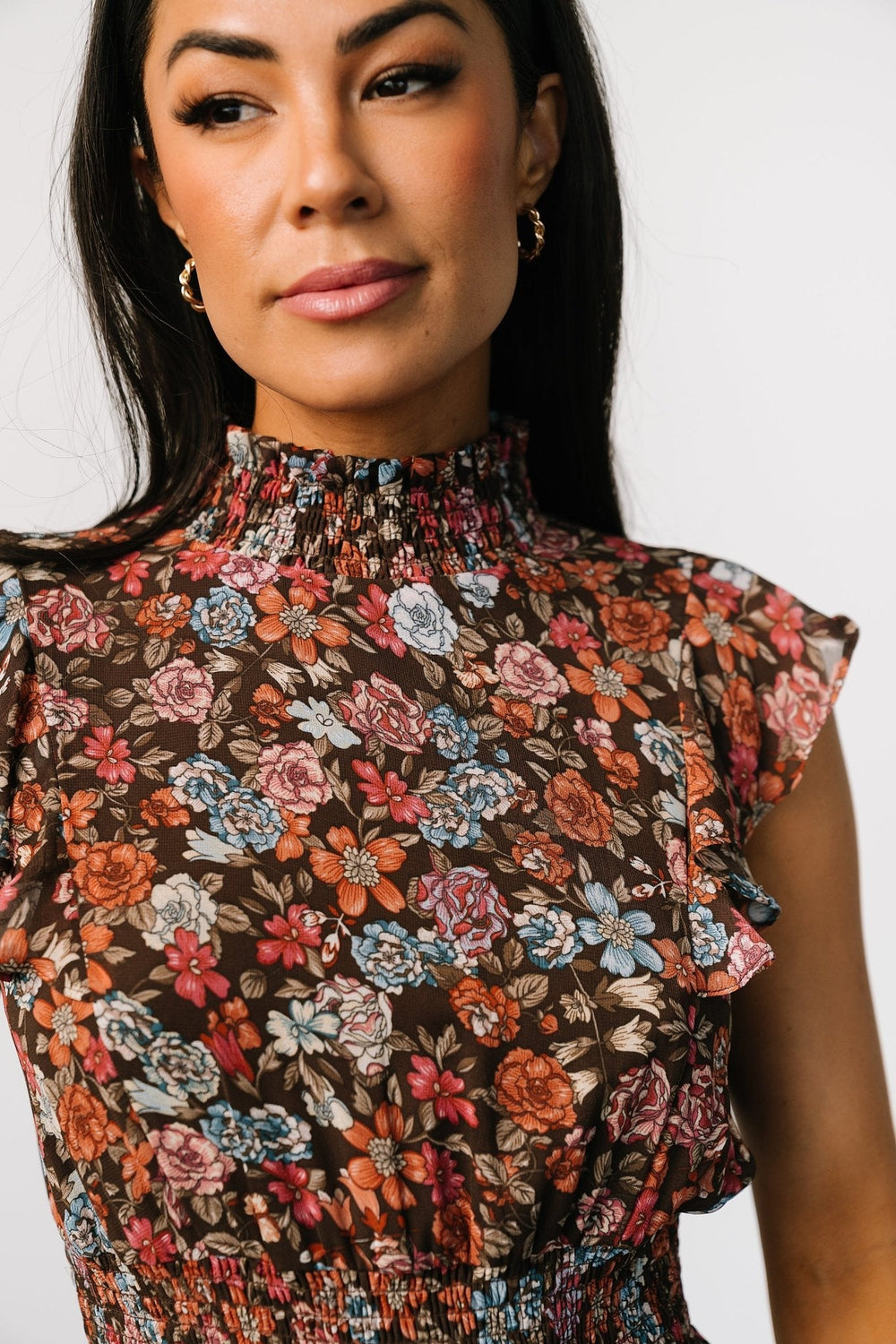 Kearny Ruffle Maxi Dress | Baltic Born Brown Multi Floral