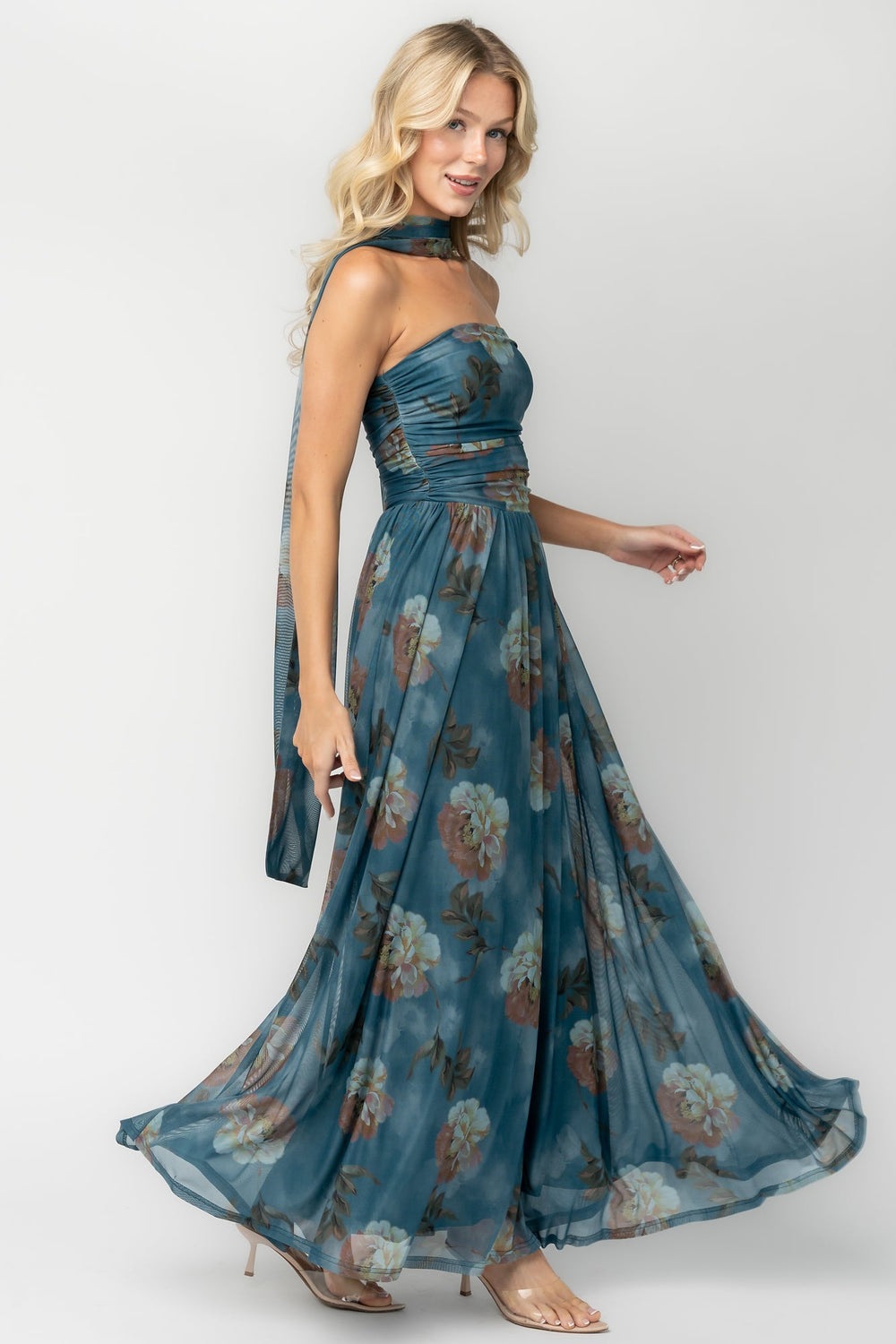Elias Strapless Maxi Dress | Baltic Born Deep Teal Floral