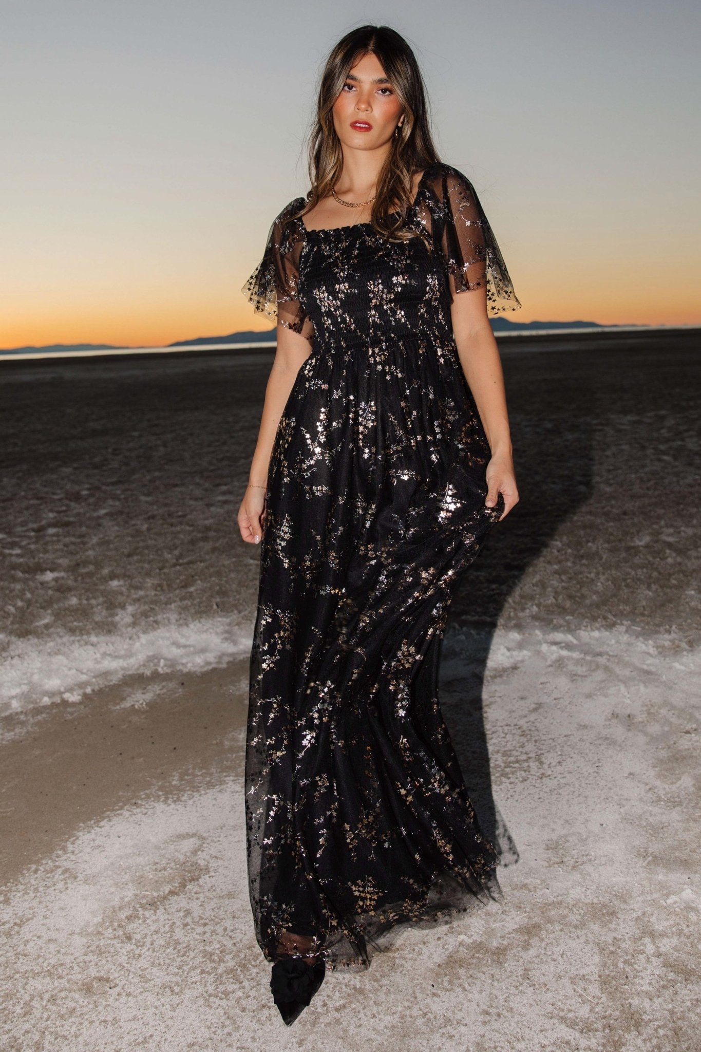 Cassandra Tulle Maxi Dress | Baltic Born Metallic Black