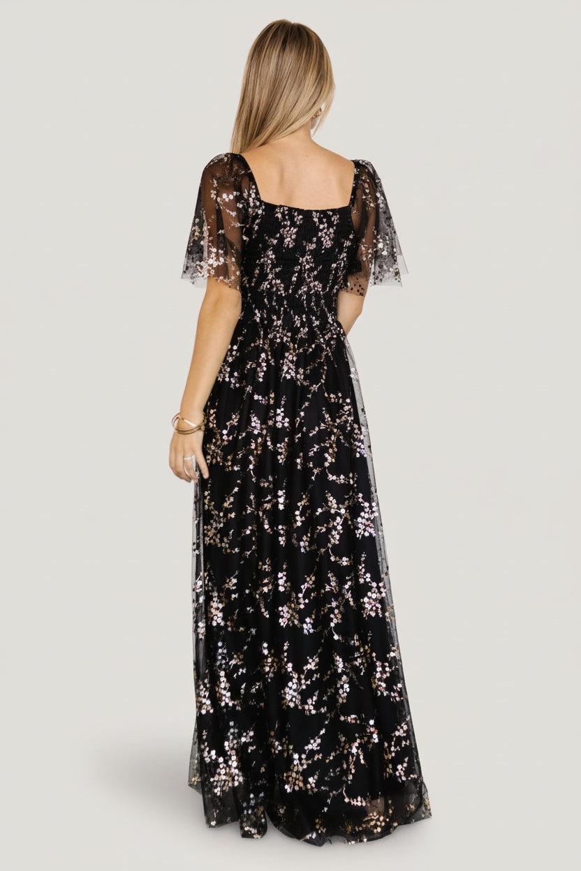 Cassandra Tulle Maxi Dress | Baltic Born Metallic Black
