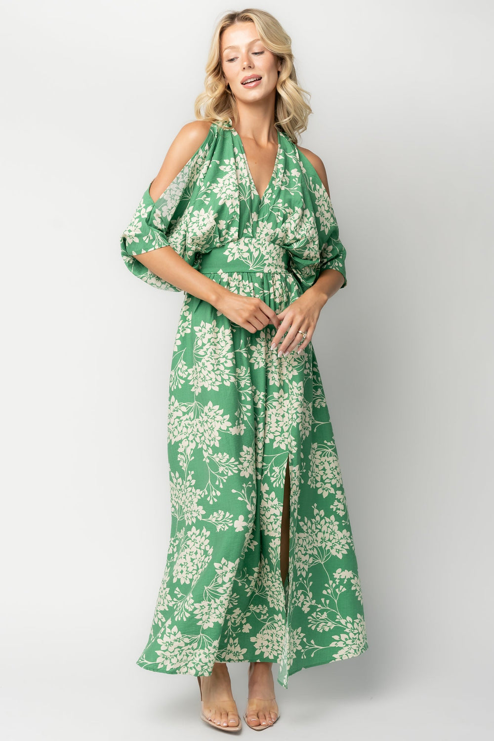 Marzi Open Shoulder Maxi Dress | Baltic Born Green Floral