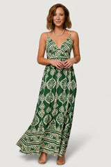 Davinah V Neck Maxi Dress | Baltic Born Green Print