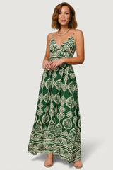 Davinah V Neck Maxi Dress | Baltic Born Green Print
