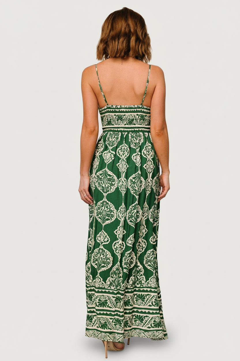 Davinah V Neck Maxi Dress | Baltic Born Green Print