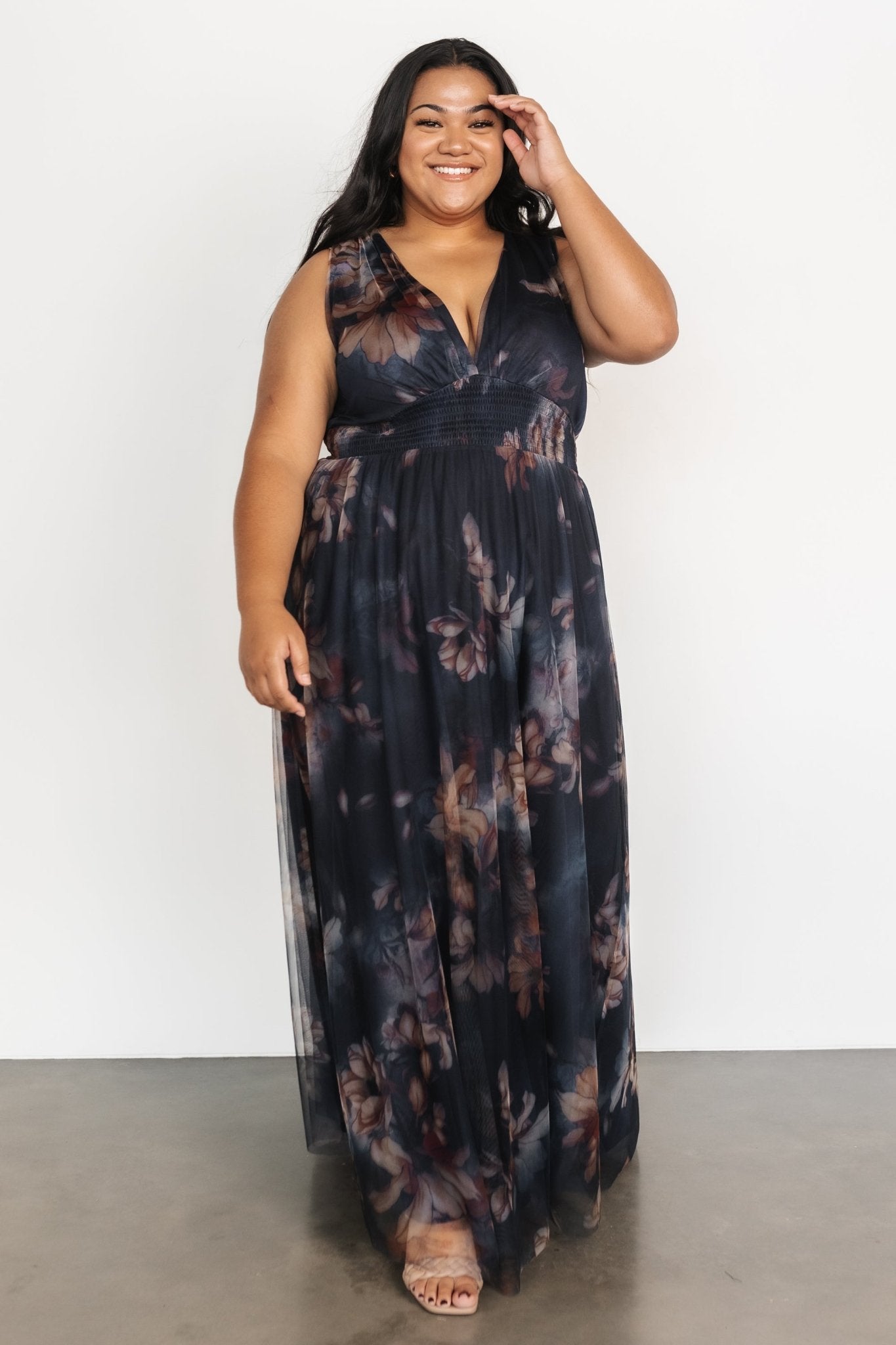 Kamila Tulle Maxi Dress | Baltic Born Dark Blue Floral